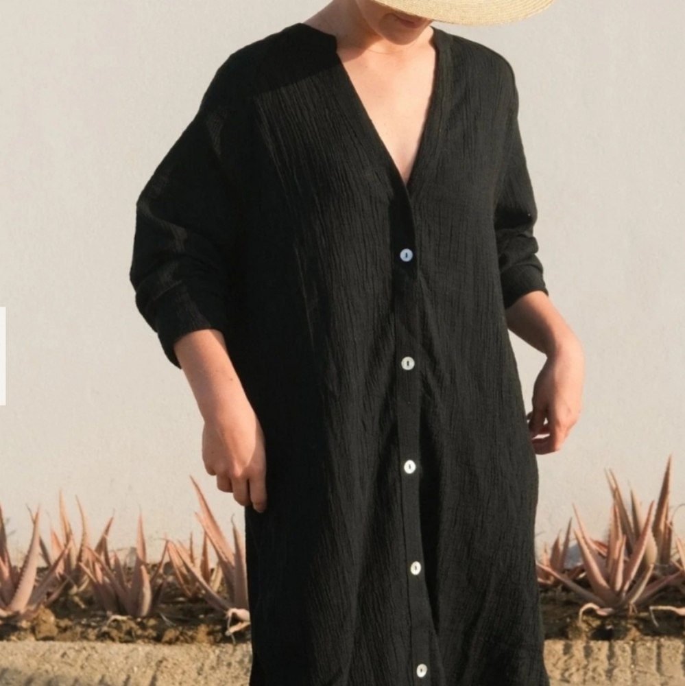 The Handloom Terra Shirt Dress - Black
